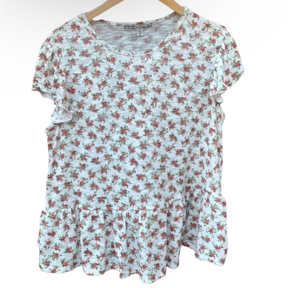 Gypsies & Moondust Floral Ruffle Babydoll Top Women’s Size XL